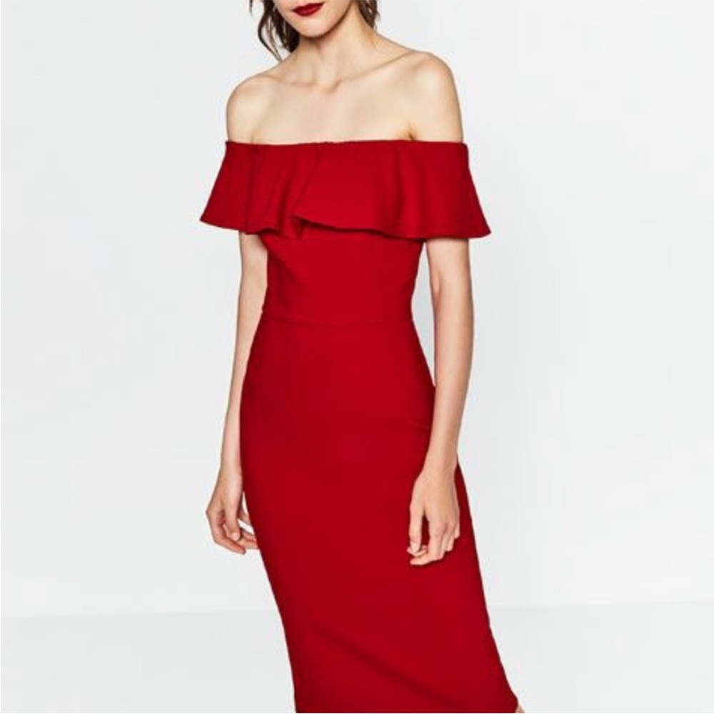 Zara | Off-Shoulder Red Dress
